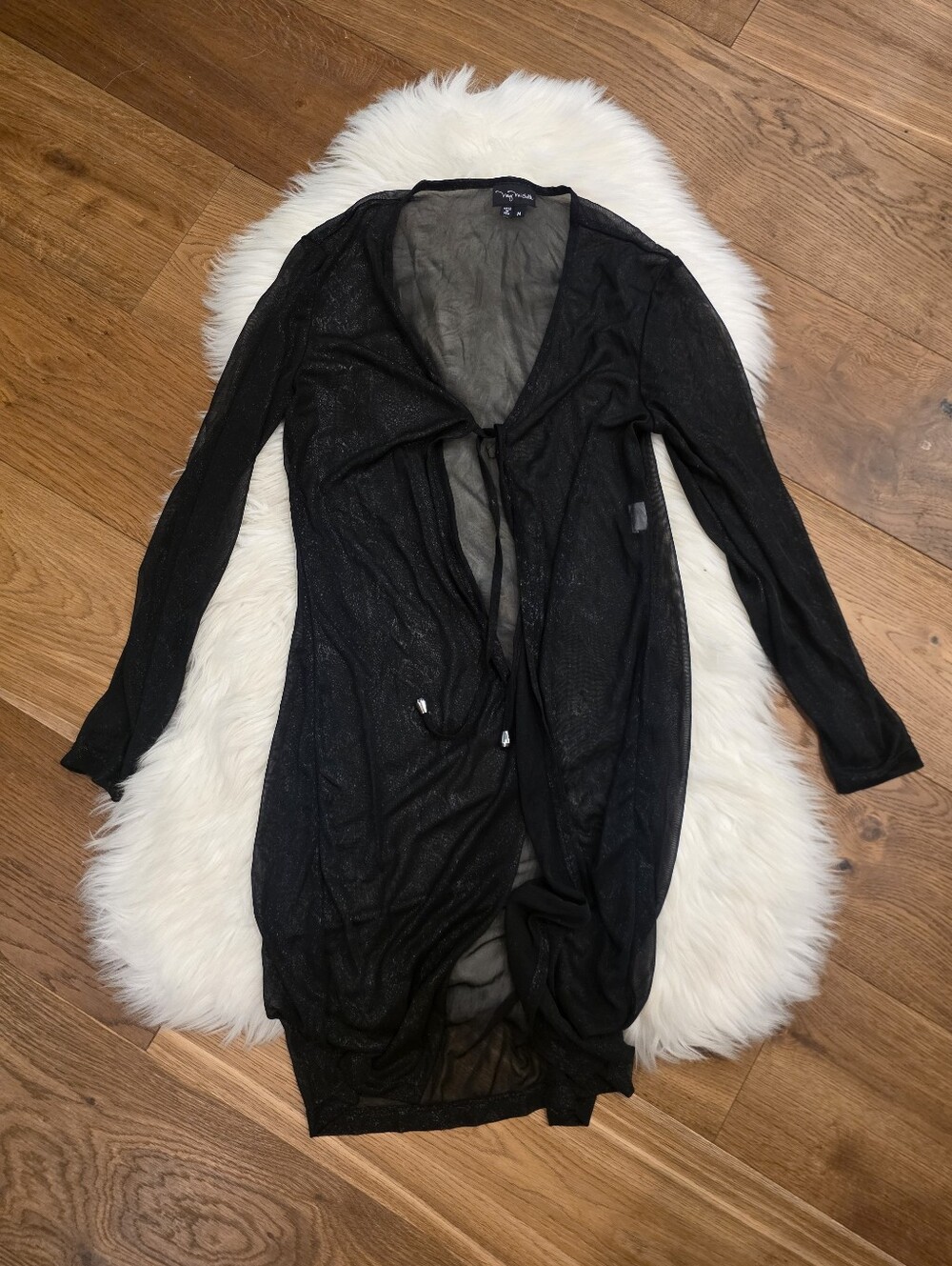 Vintage My Michelle Black Sheer Longline Cardigan Coverup